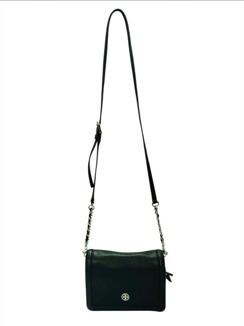 Tory Burch Landon Crossbody Bag Black Pebbled Leather Purse - Picture 2 of 16